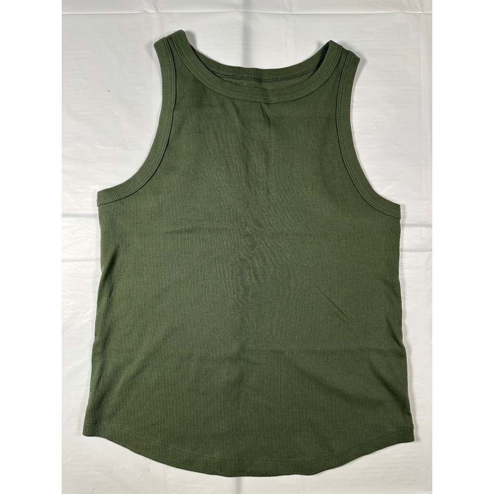 SO Goods For Life Olive Green Ribbed Tank Top Racerback Sleeveless Crew Neck XL